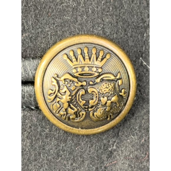 7 for all Mankind Wool Pea coat Black Leather Trim Size Small Button 6629 - Picture 3 of 12